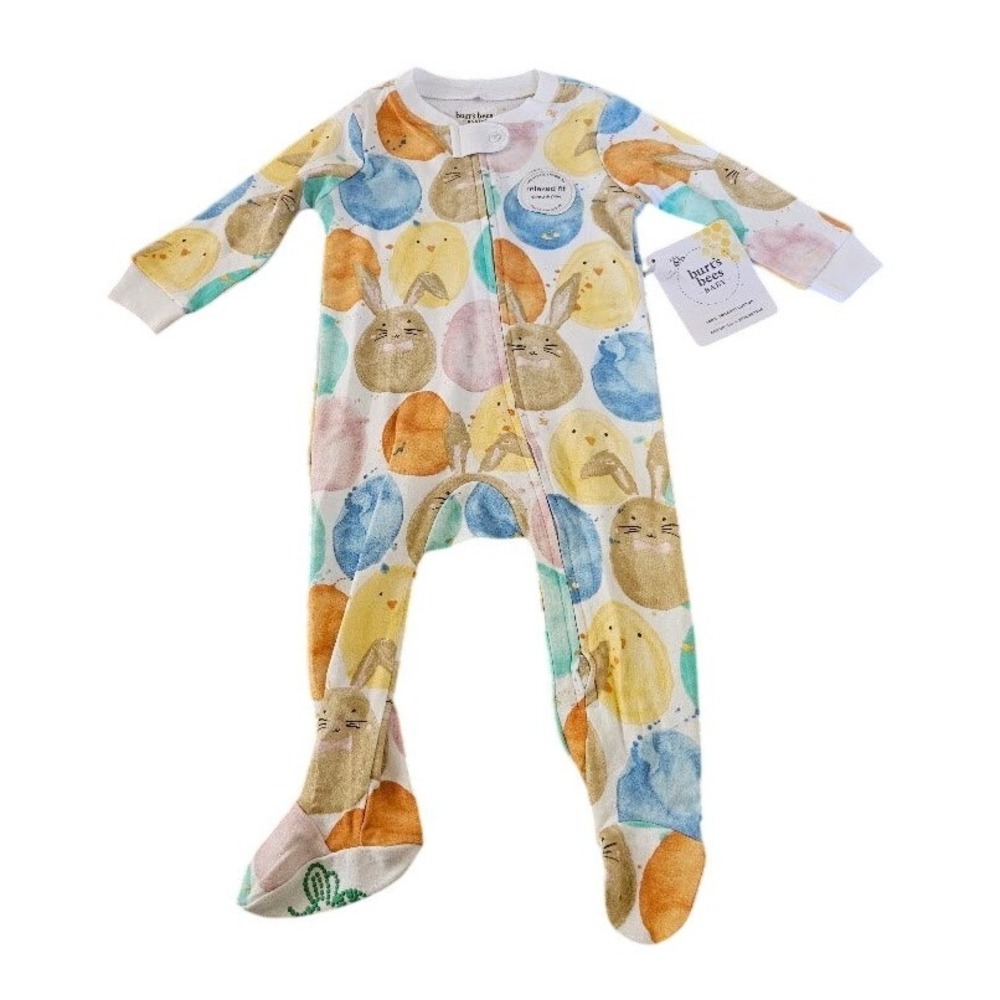 Burt's Bees Baby Easter Bunny Egg Chick Organic Cotton Zip Footed Sleeper 3-6M
